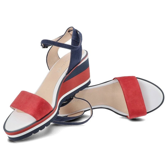 Sandále Damiss - DS-269 Czerwony Zamsz/Granat Zamsz