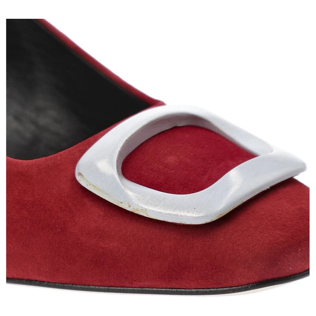 Lodičky Espirito - C-1198/4 Czerwony Zamsz/Ozdoba