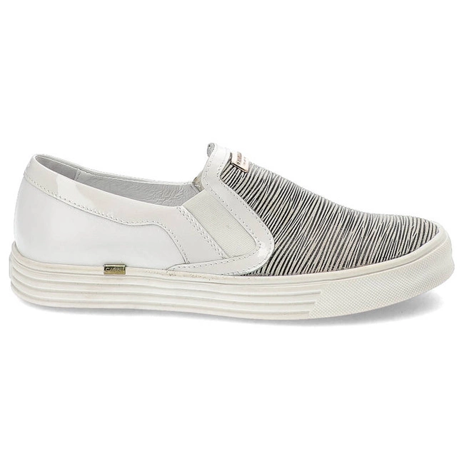 Plátenky Carinii - B2767_-C22-967-355-996 Riga Nero 101/ Nappa Biała/Lakier Biały