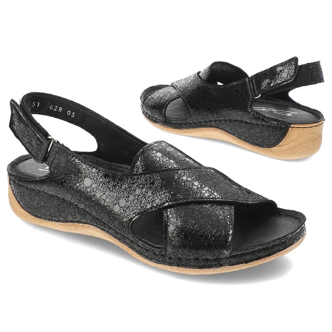 Sandále Pollonus - 5-1628-005 Czarne Oczka