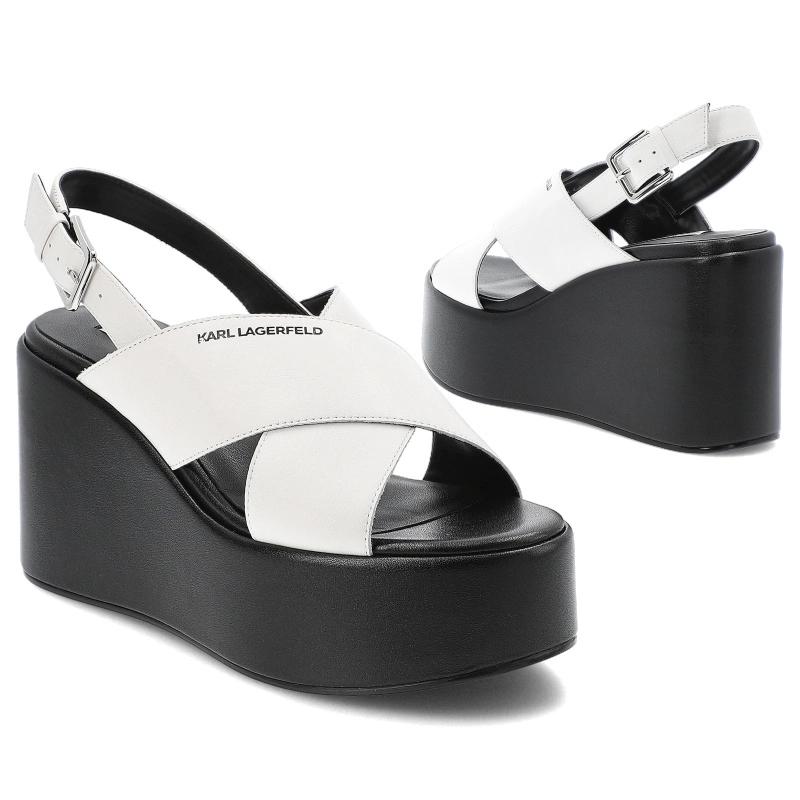 Sandále KARL LAGERFELD - KL33325 010 White Lthr W/Black