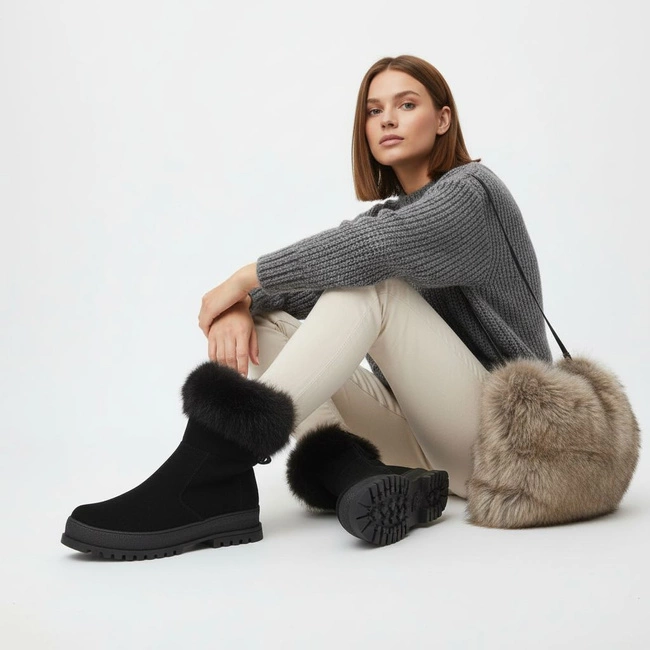 Členkové Topánky Armodo - 5-1713-003 Czarny Welur+Królik