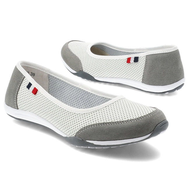 Baleríny FILIPPO - DP142/25 WH GR Biały/Szary