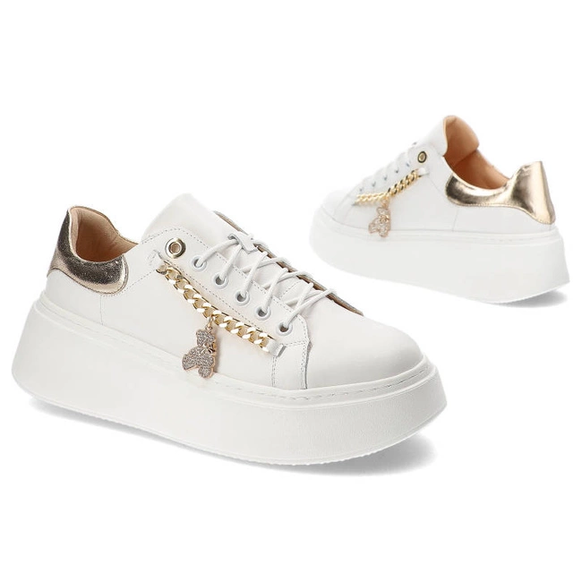 Tenisky Damiss - DS-719 Białe Lico/Złoto