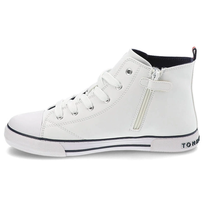 Plátenky Tommy Hilfiger - T3X9-32452-1355100-High Top Lace-Up Sneaker White 100