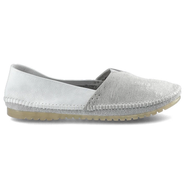 Baleríny Maciejka - 01930-05/00-0 Biały Srebrne Paski