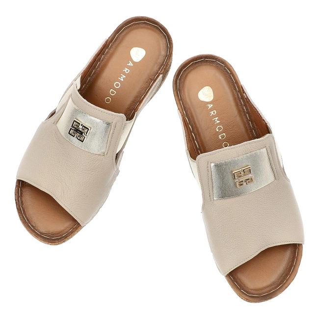 Šľapky ARMODO - 50109 V.Taupe+Złoty