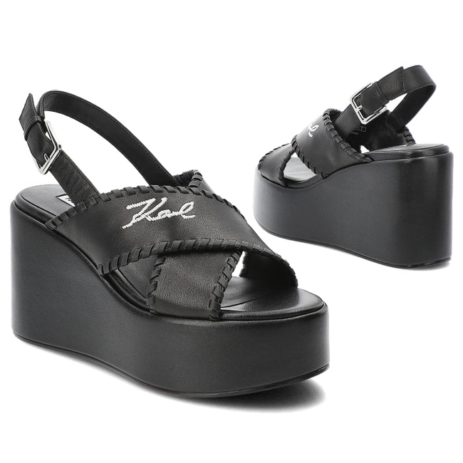 Sandále KARL LAGERFELD - KL33372 000 Black Lthr