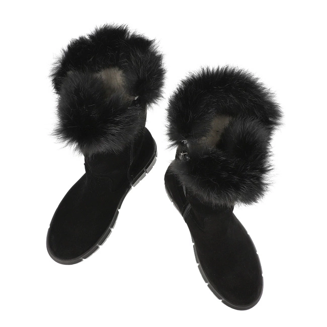 Čižmy Armodo - 5-1434-021 Czarny Welur + Królik