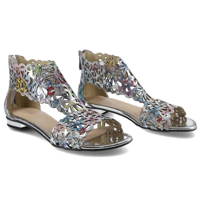 Sandále Damiss - DS-399 Srebro Kwiaty