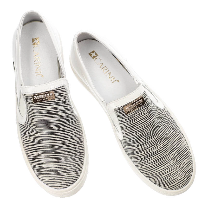 Plátenky Carinii - B2767_-C22-967-355-996 Riga Nero 101/ Nappa Biała/Lakier Biały