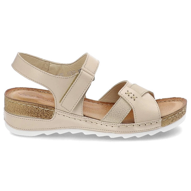 Sandále Wasak - 0620 Beż+Złoty
