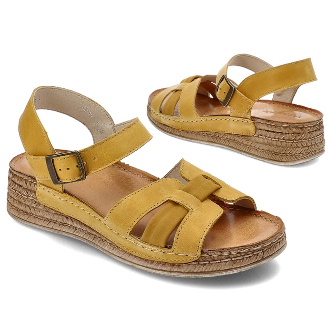 Sandále Wasak - 0719 Żółty Nubuk