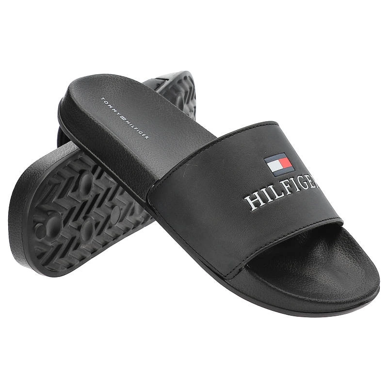Šľapky Tommy Hilfiger - T3B0-32574-1172999-Logo Print Pool Slide Black 999