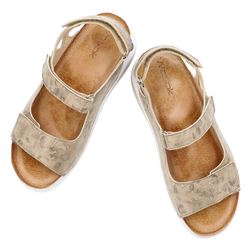 Sandále WASAK - 0765 Beżowy Kwiaty