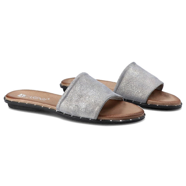 Šľapky Carinii - S4472_-330-080-000-971 Szary/Srebro