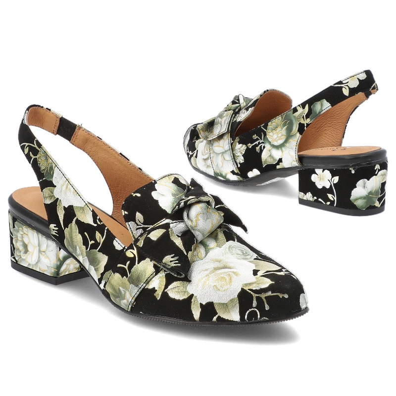 Sandále MACIEJKA - N6539-44/00-1 Czarny/Kwiaty Złoto
