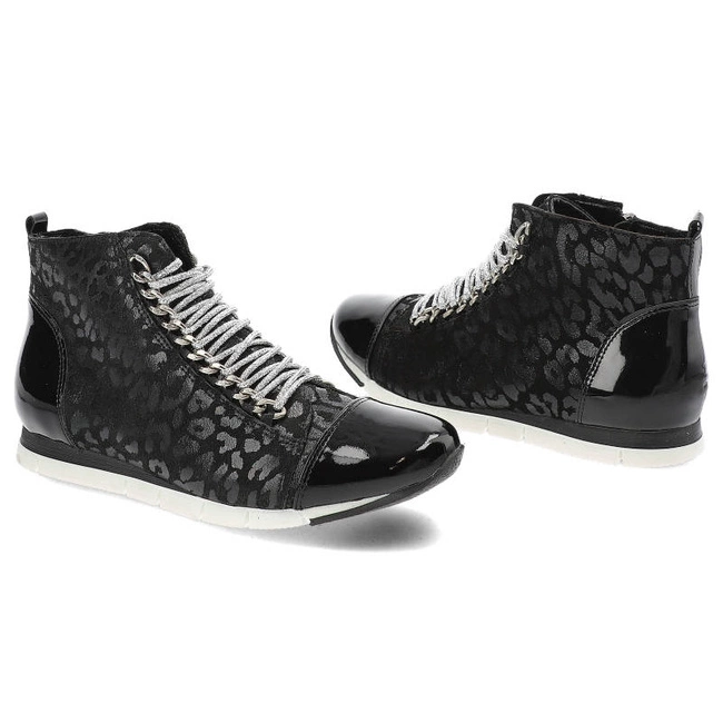 Členkové Topánky Carinii - B3333 _-037-F98-000-B11 Lakier Czarny/Welur 78+Folia25