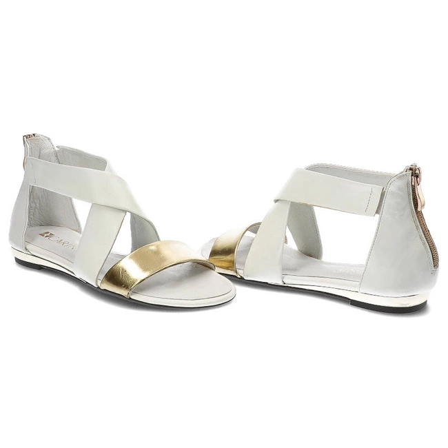 Sandále Carinii - B2197_-B03-B15-000-891 Nappa Brasile Bianco / Lustro Złoto