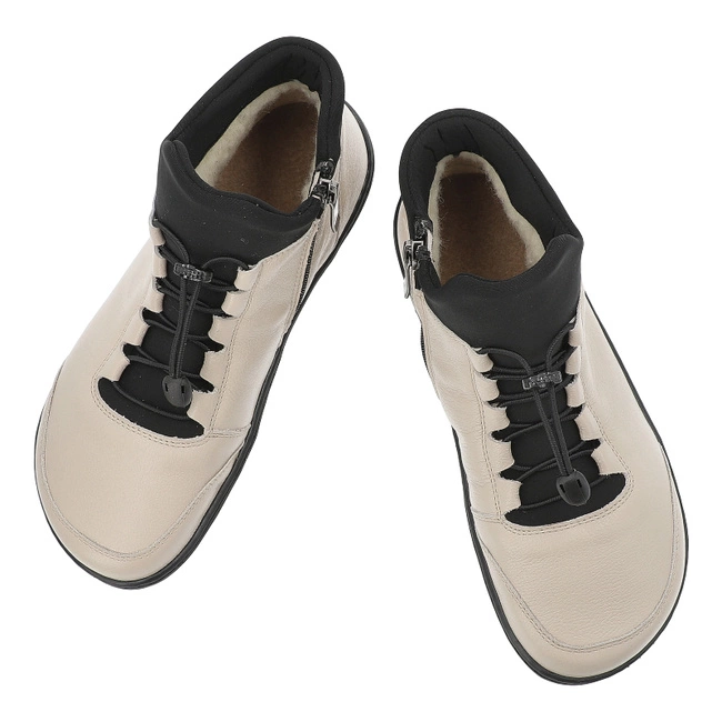 Šnúrovacie Členkové Topánky Barefoot WASAK - 0767 Ecru Groszek