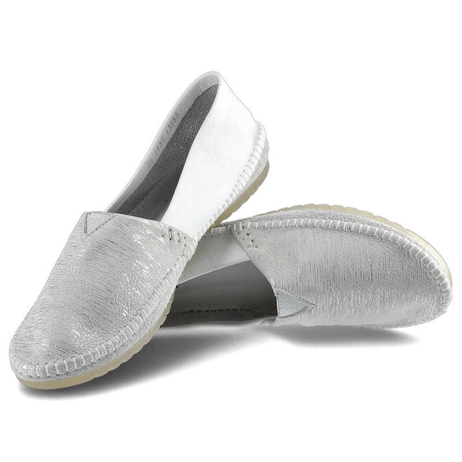 Baleríny Maciejka - 01930-05/00-0 Biały Srebrne Paski