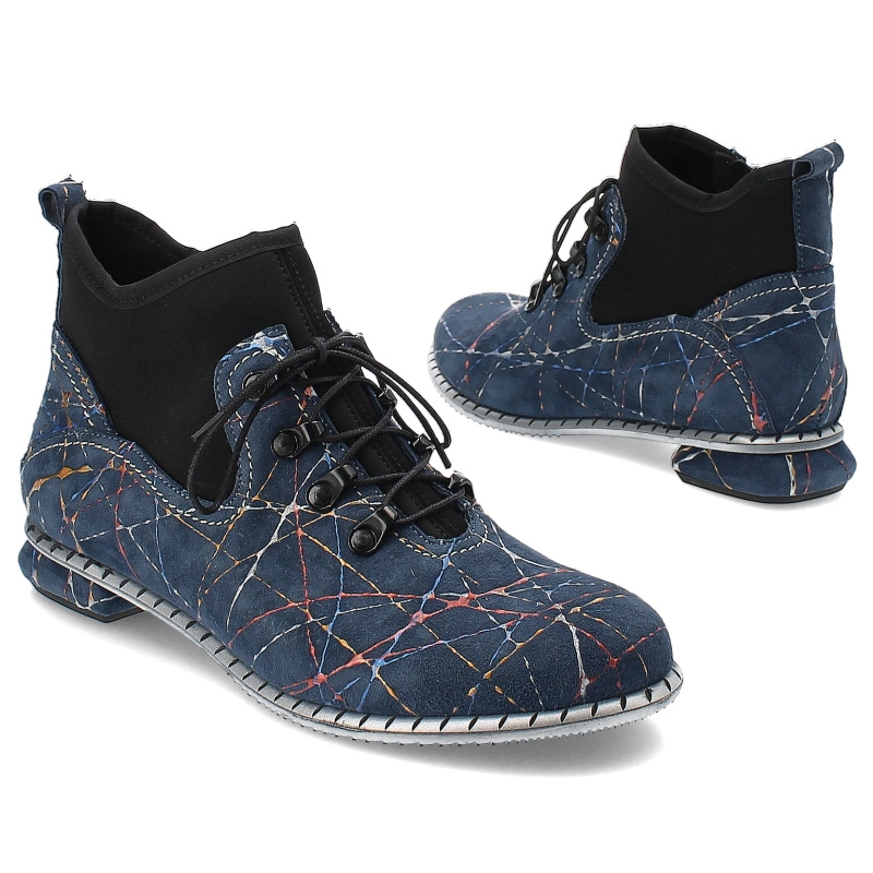 Šnúrovacie Členkové Topánky Simen - 6608A Marineblau/Schwarz