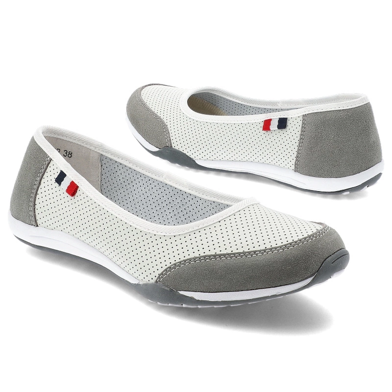 Baleríny FILIPPO - DP142/25 WH GR Biały/Szary