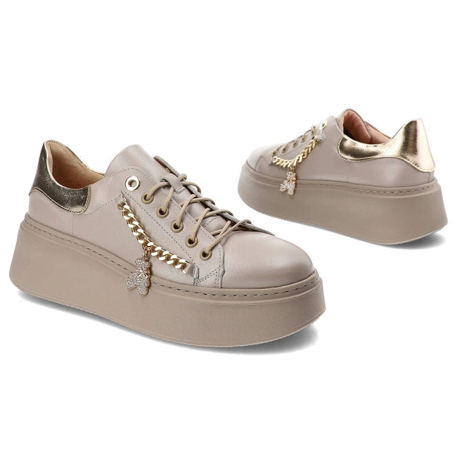 Tenisky Damiss - DS-719 Beż Lico/Złoto
