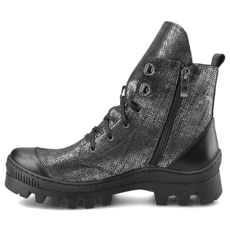 Členkové Topánky Damiss - DS-473 Nikiel Len/Czarne Lico