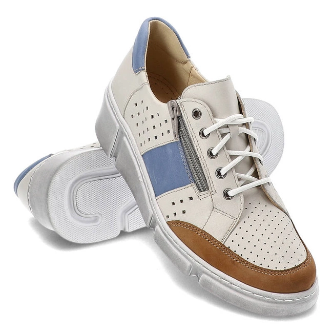 Poltopánky Wasak - 0676 Biały+Jeans+Brąz