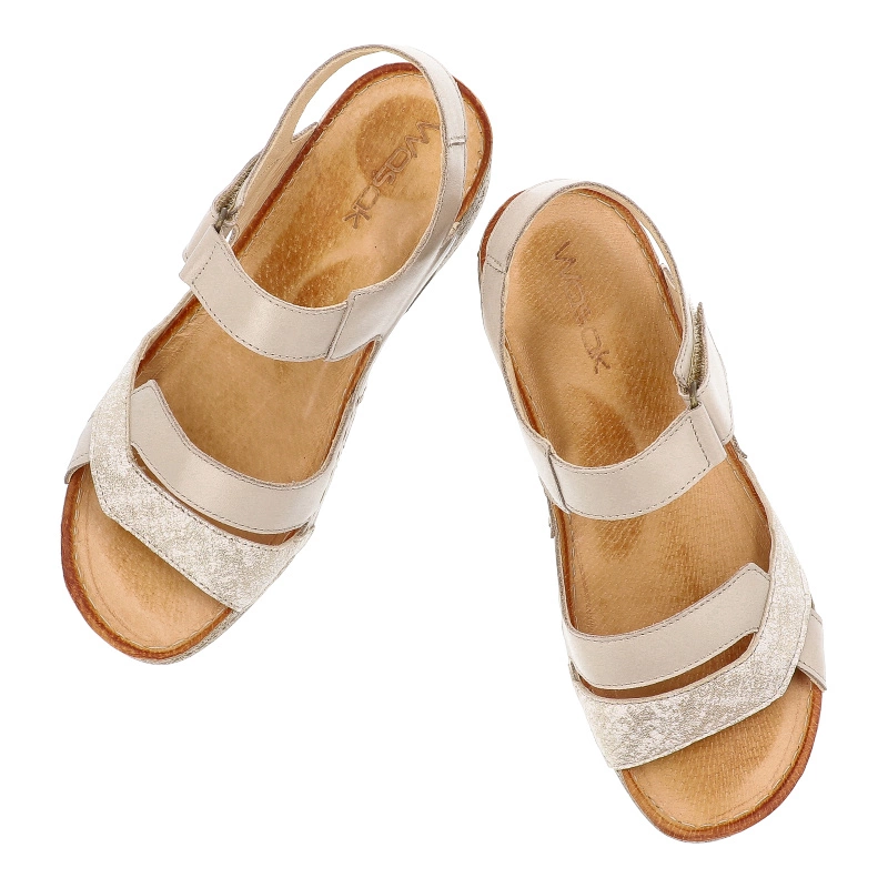 Sandále WASAK - 0757 Beż+Złota Mozaika