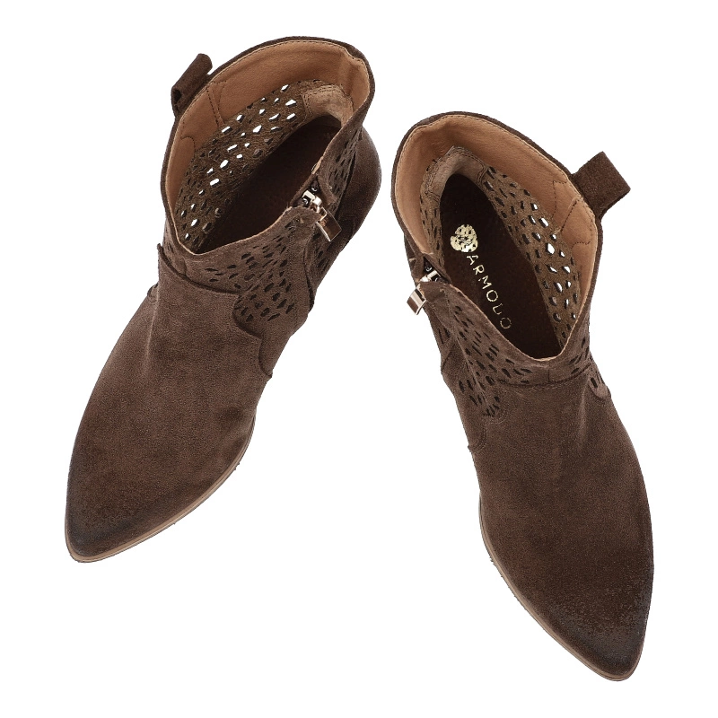 Členkové Topánky ARMODO - 1616 Ciemny Brąz Welur