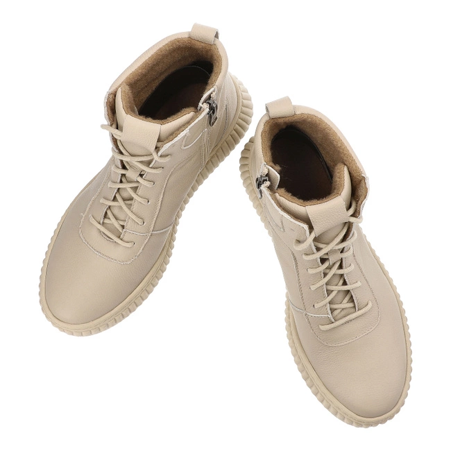 Šnúrovacie Členkové Topánky Wasak - 0725 Ecru Groszek