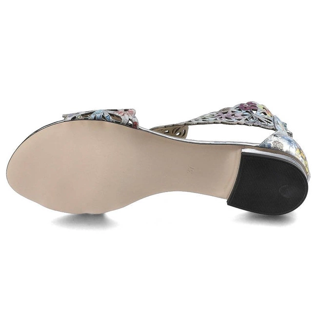 Sandále Damiss - DS-399 Srebro Kwiaty