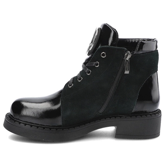 Členkové Topánky Pollonus - 5-1329-002 Czarny Naplak/Zielony Welur