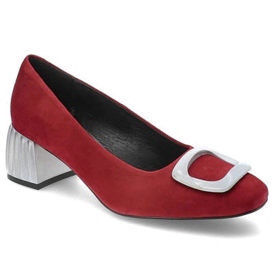 Lodičky Espirito - C-1198/4 Czerwony Zamsz/Ozdoba