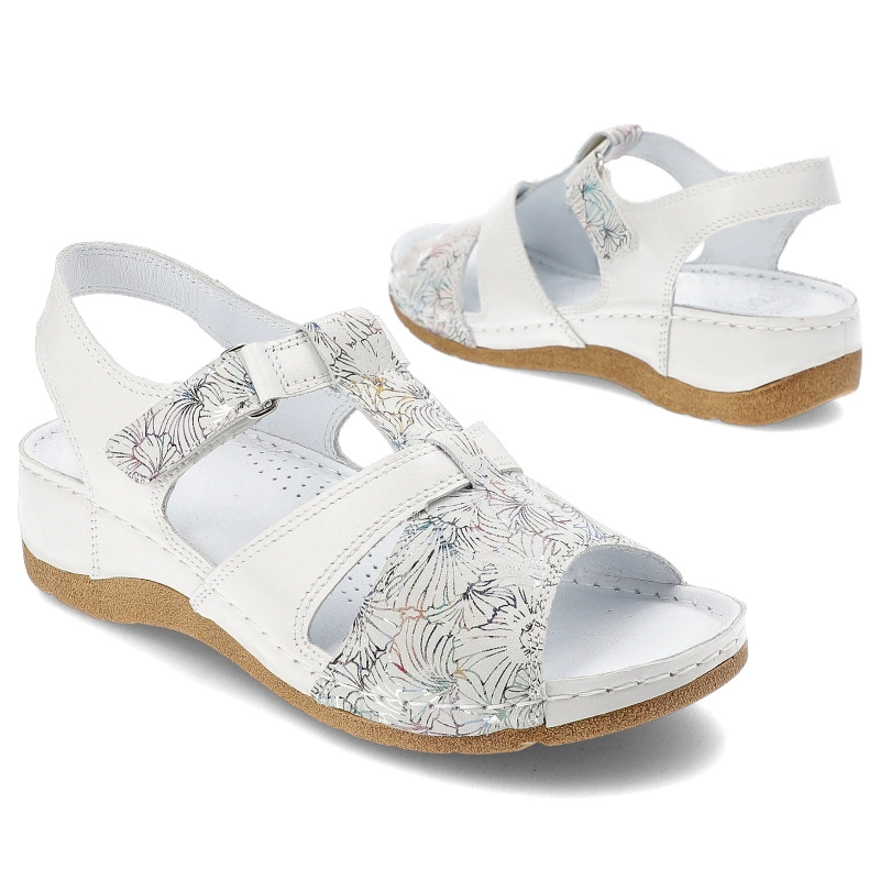 Sandále Armodo - 1038 Biały+Kwiaty K9-C68