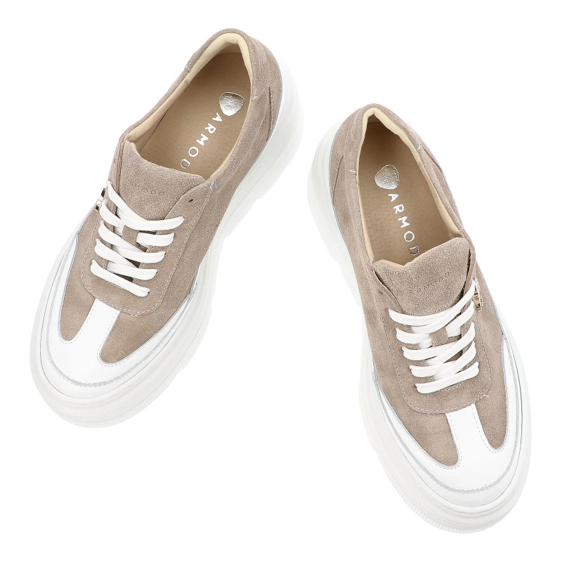 Tenisky ARMODO - N1233 Beż Welur/Biały 444/528