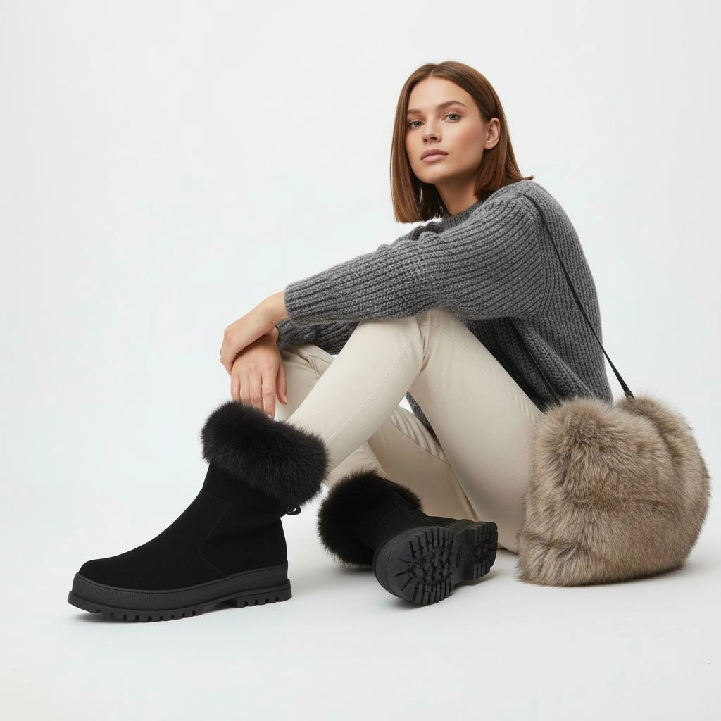 Členkové Topánky Armodo - 5-1713-003 Czarny Welur+Królik