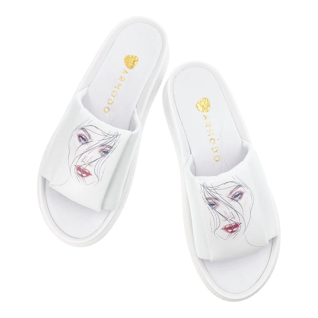 Šľapky Armodo - 4159/737 Biały/Red Lips