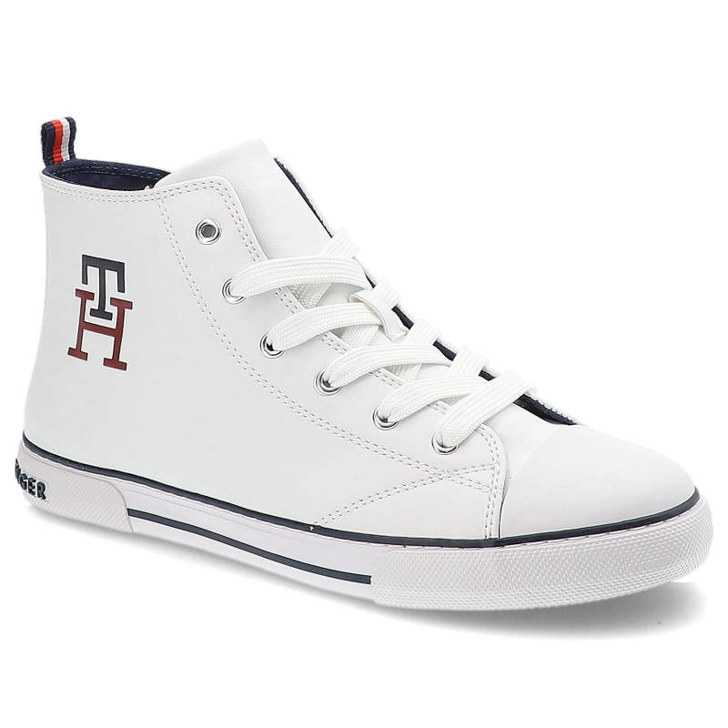 Plátenky Tommy Hilfiger - T3X9-32452-1355100-High Top Lace-Up Sneaker White 100