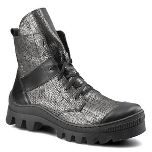 Členkové Topánky Damiss - DS-473 Nikiel Len/Czarne Lico