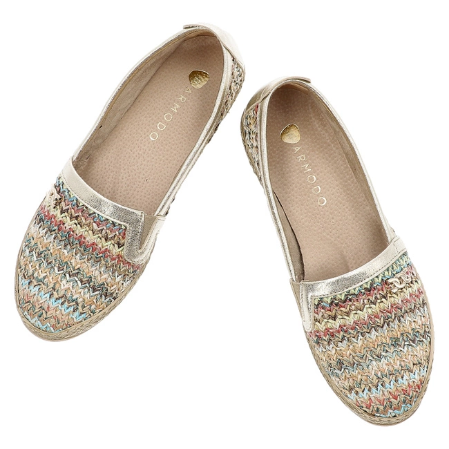 Espadrilky ARMODO - 10178 Plec.Multi/Kryształ Złoto
