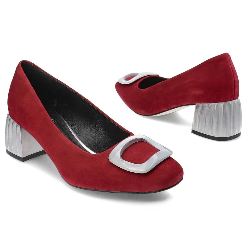 Lodičky Espirito - C-1198/4 Czerwony Zamsz/Ozdoba