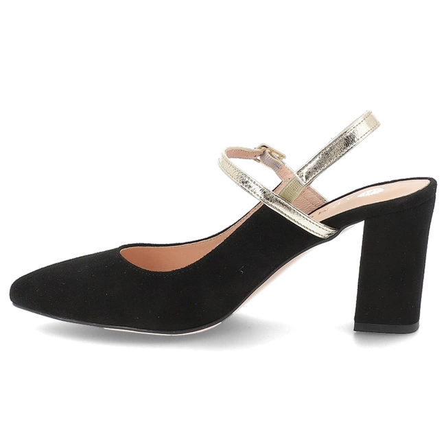 Lodičky ARMODO - 867/2/A Czarny Zamsz/Złoty