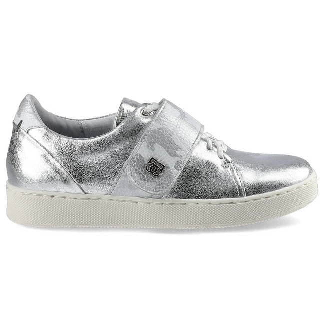 Tenisky Simen - 366A Srebro/Komando Biało-Srebrne