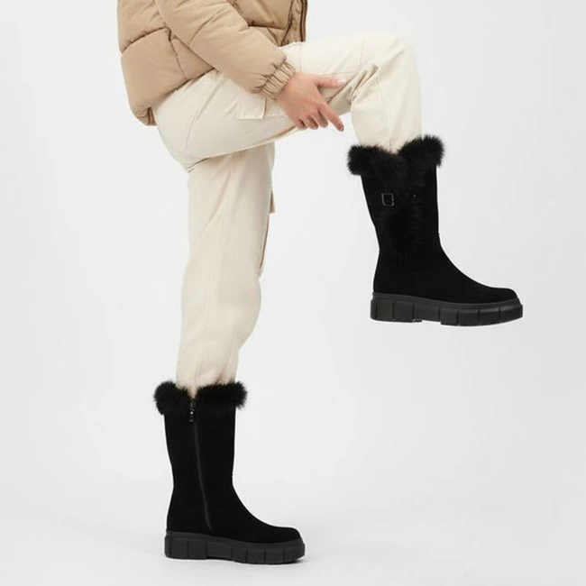 Čižmy Armodo - 5-1434-021 Czarny Welur + Królik