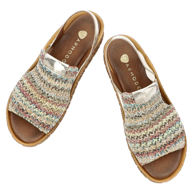 Sandále ARMODO - 40449 Plecionka Multi/Kryształ Złoto