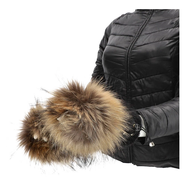 Bezprsté Rukavice Luka-Pelli - Rękawiczki Bez Palców Z Naturalnym Futrem Jenot Brąz