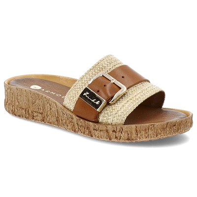 Šľapky ARMODO - 40444 Plecionka Słomka/Bf.Brąz